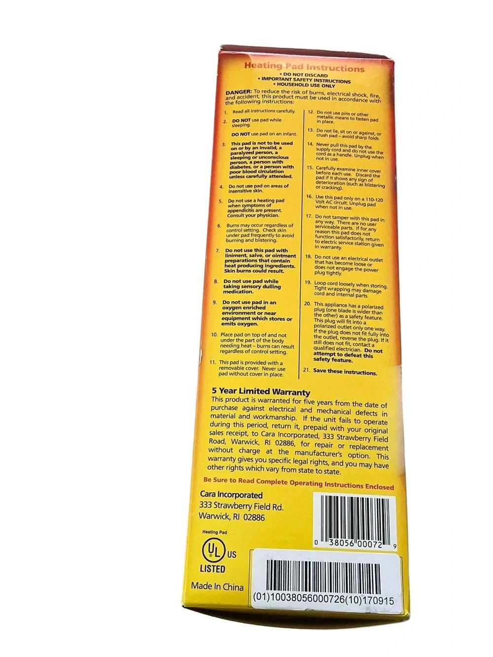 Cara moist/dry heating pad select heat digital control